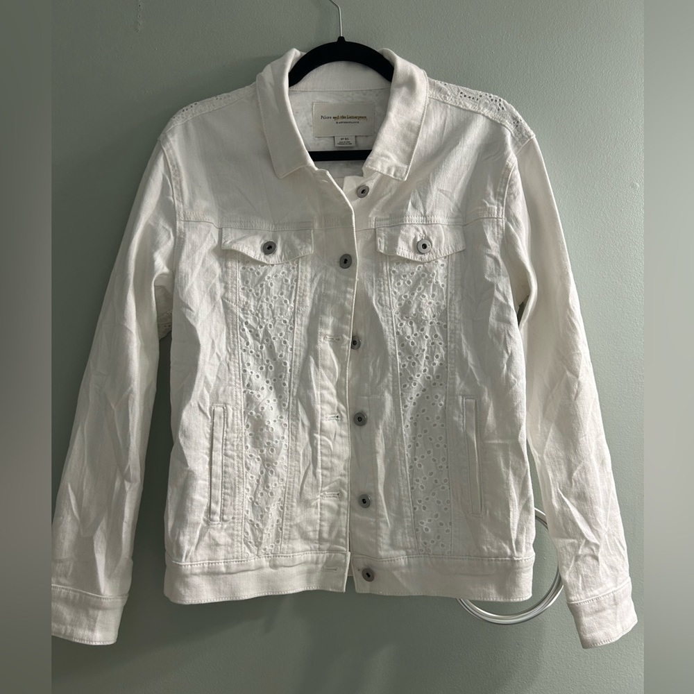 Anthropologie Pilcro and the Letterpress White Jean Jacket